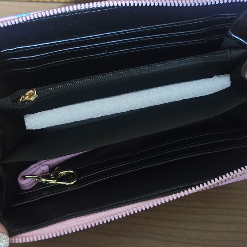 Disney Pink Zip Wallet with Blue Stitch Pattern - Picture 3 of 7